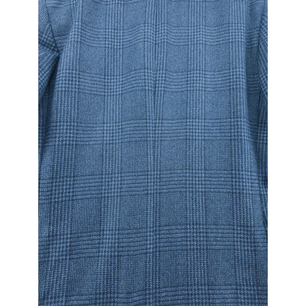 Charles Tyrwhitt Mens Sport Coat Wool Silk Glen Check Blue 44R Slim Fit Blazer